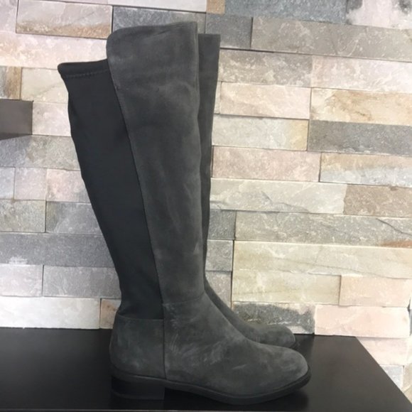 Blondo Ellie Waterproof Grey Suede Knee High Riding Boot - Picture 7 of 12